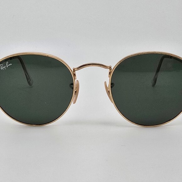 *SOLD*Ray-Ban RB3447 001 Round Metal Arista Gold Frame G-15 Green Glass Sunglass - Picture 2 of 16